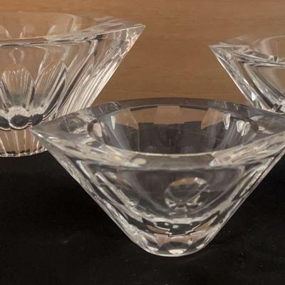 AT344  Orrefors Crystal Glass Modern Cut Swedish Bowls