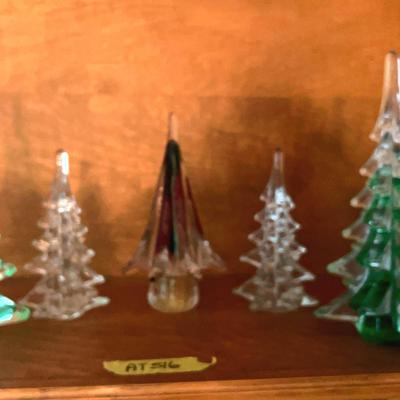 AT516 Vintage Glass Murano Silverstri Glass Christmas Trees