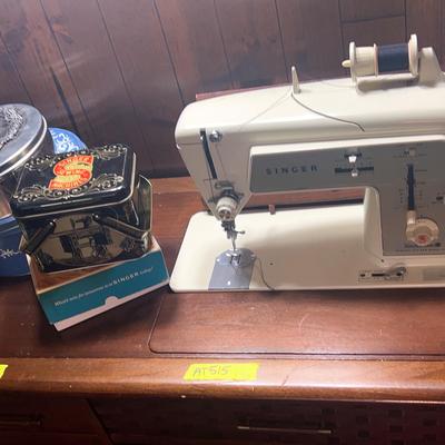 AT515 Vintage Singer Sewing Machine And Craft Supplies (Upstairs)