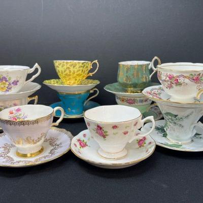 Elegant English Bone China Cups & Saucers