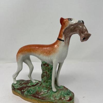 Old Staffordshire Greyhound & Fox Figurine - Antique