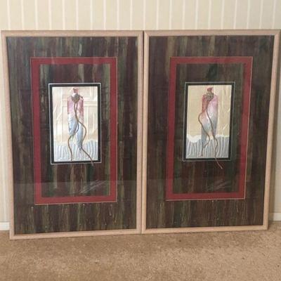"Acrylage" Framed Two Feathers Art by John Butler	This striking 