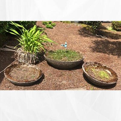 Three Cement Puddle Pots & One Cement Patio Planter