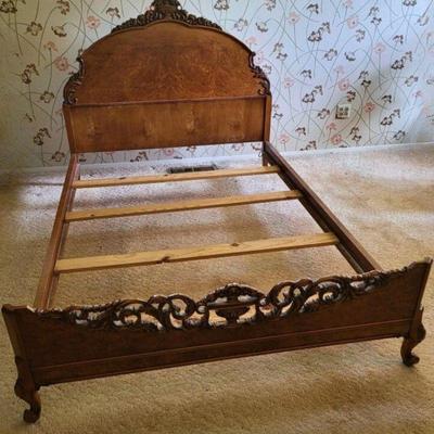 Full Size Plane Tree Tiger Maple Bed Headboard & Footboard