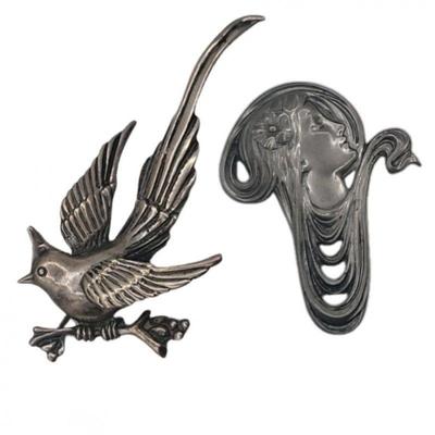 1940s Juarez Silver & 1990 Elias Pewter Brooches