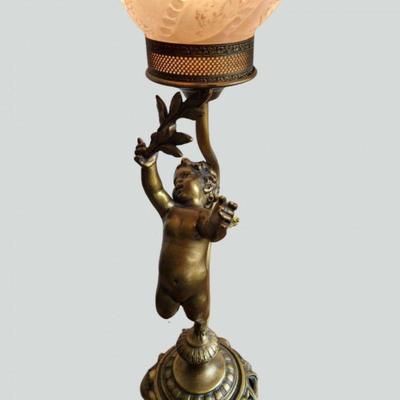Brass DAV ART NY Cherub Antique Table Lamp