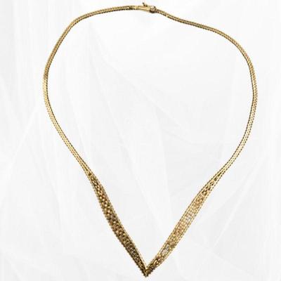 Vintage 14K Gold Tri-Color Chevron Necklace