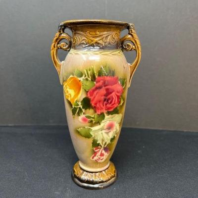 Vintage Czechoslovakian Double-Handled Urn Vase