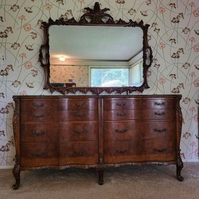 Southern-Style Statement Dresser with Carved Mirror