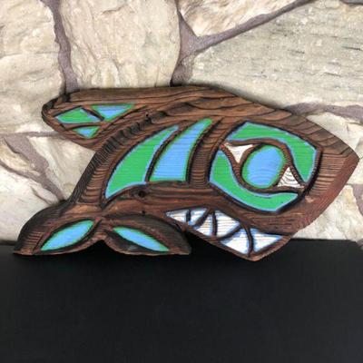 Pacific Northwest Indigenous-Style Wood Carving - Salmon Shark