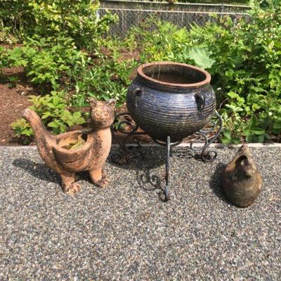 Whimsical Set of Three Terracotta Pots