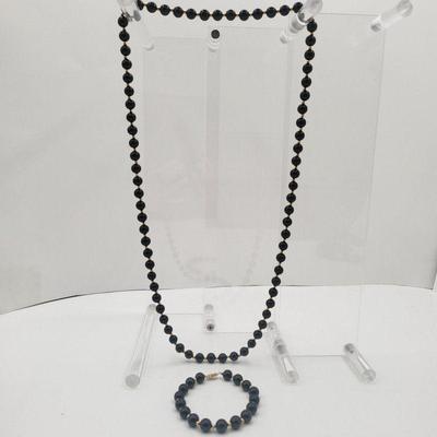 Isaac Westman Black Onyx Bead & 14k - Necklace & Bracelet