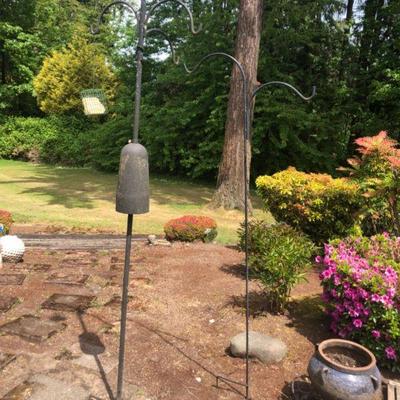 Two Multi-Armed Metal Pole Bird Feeders