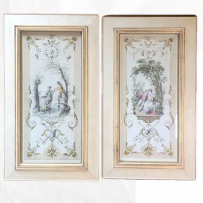 19th C. Autumn & Winter Art Lore Lithographs by Antoine Watteau