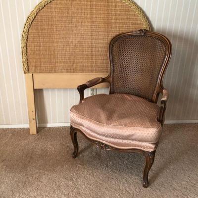Meyer Gunther Martini Cane Back Chair & Wicker Headboard