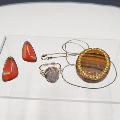 Gemstones with Sterling Silver - Tiger's Eye, Carnelian, Sajen Druzy