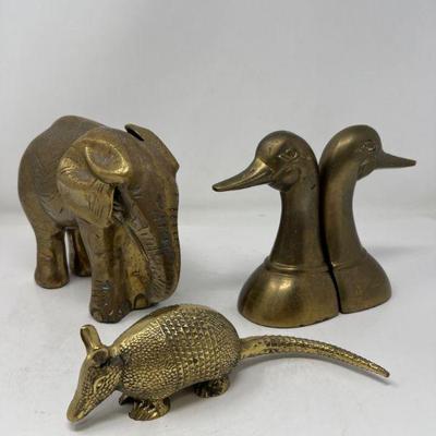 Stunning Animal Trio Set of Brass Sculptures & Bookends