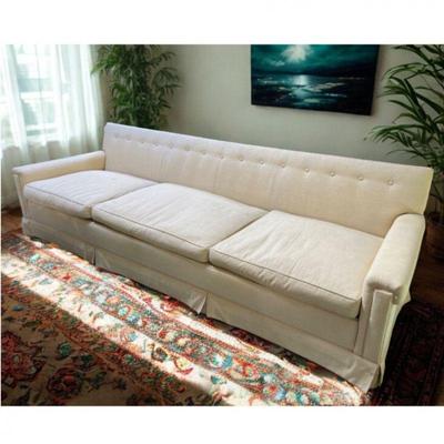 Creamy Light Beige Three Seat Upholstered Couch - 8ft4in Length