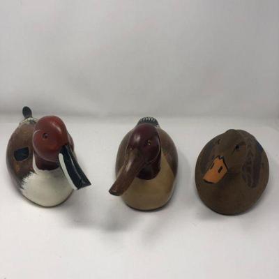 Trio of Wood Duck Decoys Hand Painted