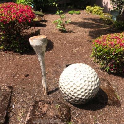 Larger-Than-Life Ceramic Golf Ball and Metal Golf Tee
