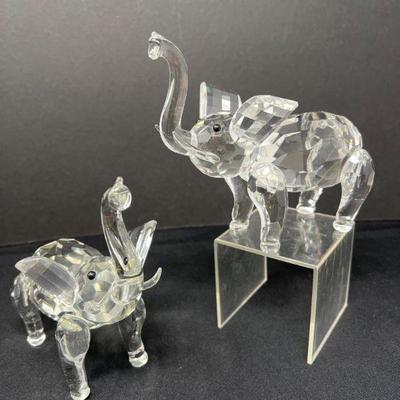 Two Godinger Shannon Crystal Elephant Figures