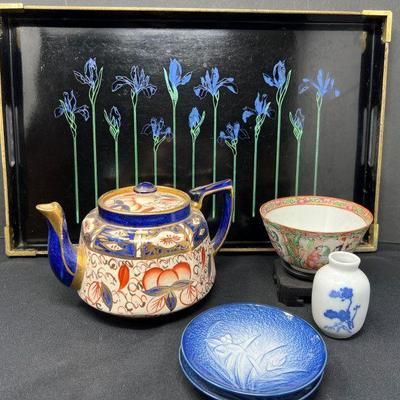 Asian Artisan Collection with Otagiri Blue Iris Tray