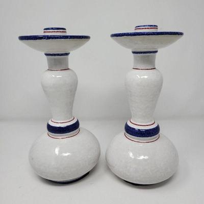 Italian Artisan Glazed Ceramic Candleholders