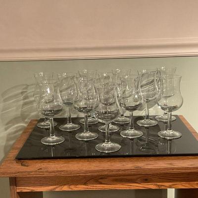 (12pc) Hurricane shape Wine Tasting Glasses | Set of twelve (12) hurricane shape wine tasting glasses. - h. 8 x w. 3 in