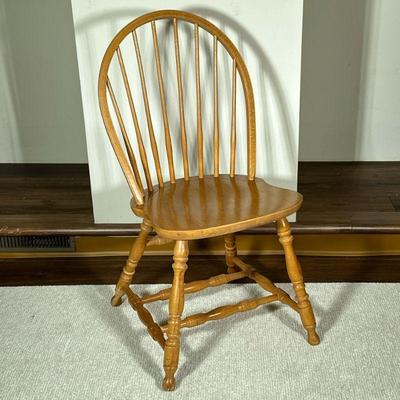 Oak Hoop-Back Spindle Wooden Chair | Vintage oak hoop-back spindle wooden chair. - h. 35 x w. 17.5 x d. 17.25 in