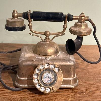 Victorian Style Rotary Telephone | Vintage French (Victorian) style copper and brass rotary/automatic dial telephone (Model DO-8; Made in...