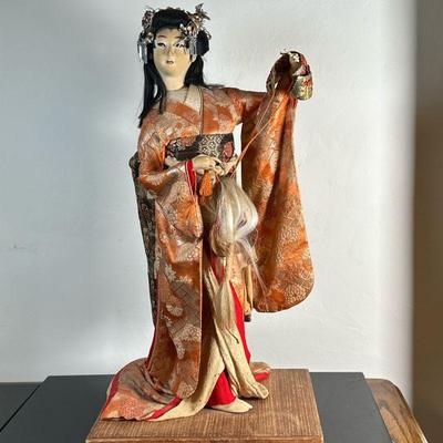 Nishi & Co. Geisha Doll #3 | Vintage (1950's-1970's) Nishi & Company (Japan) tall geisha doll on stand. Dimensions: h....