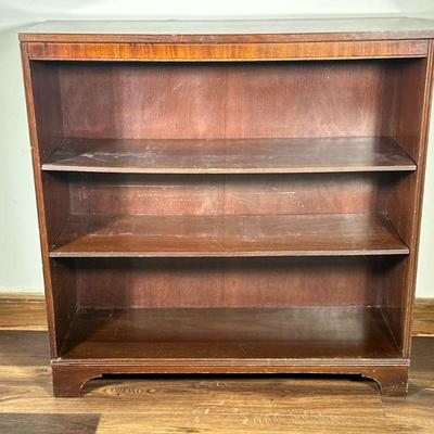 Two-Shelf Wooden Bookshelf | Vintage wooden bookshelf, with center shelf. Dimensions: h. 36 x w. 36 x d. 12 in