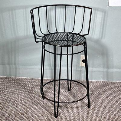 Wrought Iron Bar Stool - Unique Find | Wrought iron indoor/outdoor bar stool with rounded seat and high rounded back. No cushions...
