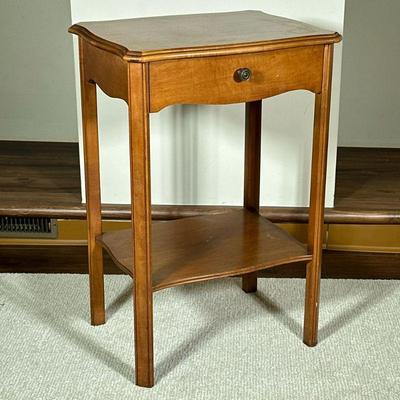 French Country Style Wooden Nightstand | French Country style wooden end table/nightstand with knobbed drawer and lower shelf. - h. 28.5...