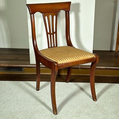 English Style Chair with Upholstered Seat | Antique (1800's) English (Georgian) Style chair with carved back and upholstered seat. -...