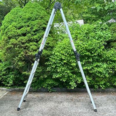 Fold-Away Step Ladder | Four folding sections that form an 8-foot trestle ladder and fold further into a 16.5-foot straight ladder. - w....