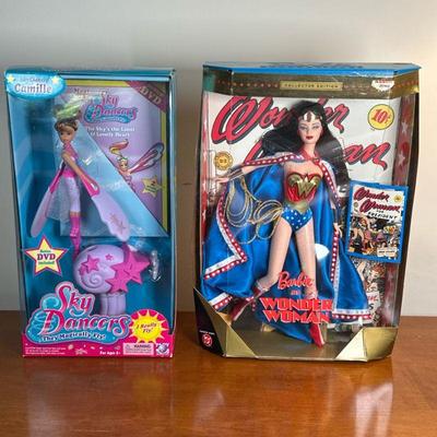 (2pc) Sky Dancer & Wonder Woman Barbie | Sky Dancer (named "Camille") with DVD in original box Wonder Woman Barbie...