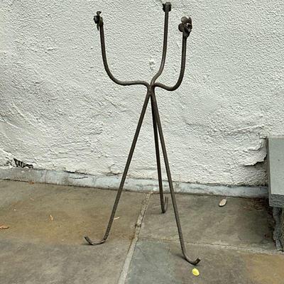 Wrought Iron Plant Stand - Tripod | Vintage (mid-century) wrought iron, tripod (three-legged) plant stand. - h. 26.5 x w. 9.5 in
