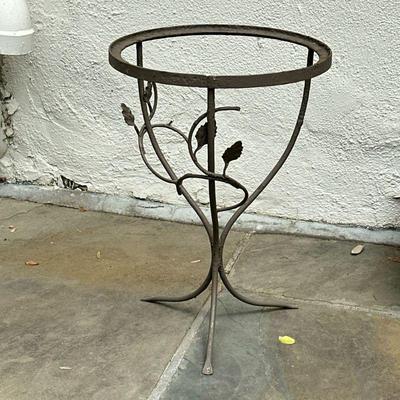 Wrought Iron Plant Stand - Floral Design | Vintage (1960's) wrought iron, floral design plant stand with rounded top. - h. 20.5 x w....