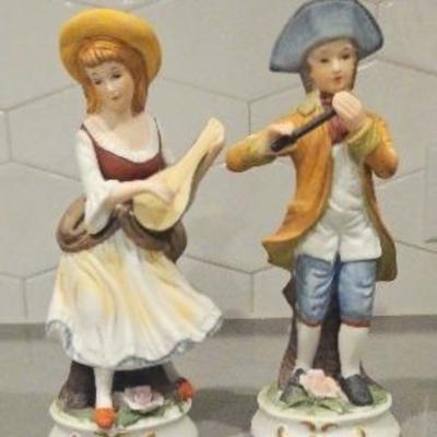 Vintage Bisque Porcelain Figurines 8" Tall 