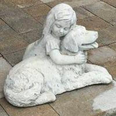 Girl With Dog Statue