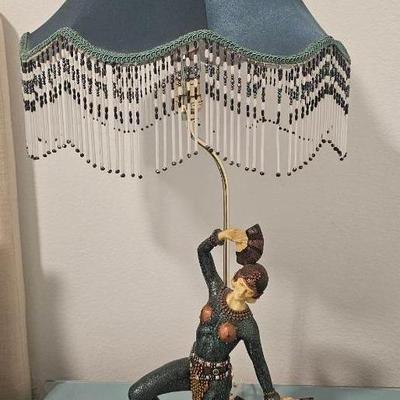 Art Deco Table Lamp Featuring Dancing Figurine 