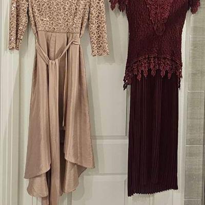 2 Semi Formal Dresses Beige And Burgundy