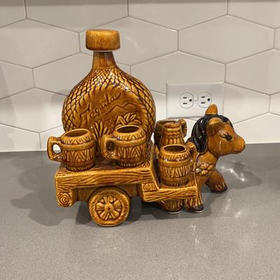 Vintage Tequila Decanter Ceramic Set 