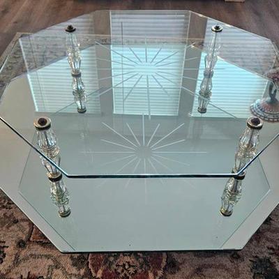 Custom Made Octagonal Glass Coffee Table #2 36-Inch Diameter 
