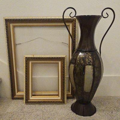 Hosley 26 Inch High Tall 2 Tone Metal Vase with Handles And More