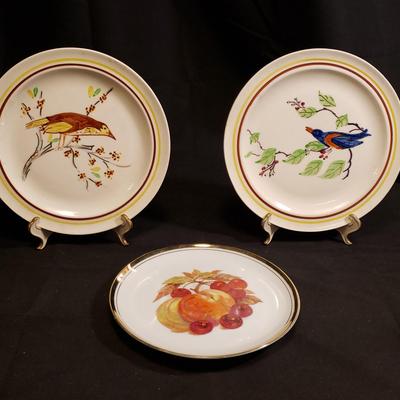 Blue Ridge 6 Inch Under Glaze Hand Painted Plates Set of 2 and Fine China 4067 Gold Trimmed Plate
