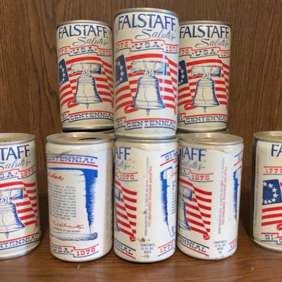 Empty Falstaff Salutes Bicentennial Beer Cans (6 Pack And 6 Loose Cans)