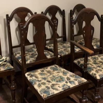 Vintage Walnut Carved Chairs (6)