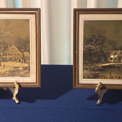 Vintage Gold Foil Etchings Framed set of Two